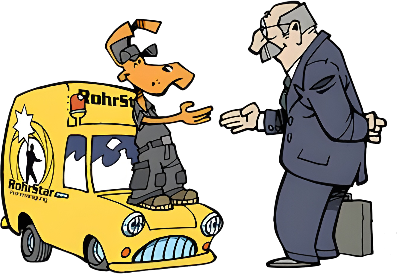 A cartoon drawing of a person shaking hands with another man