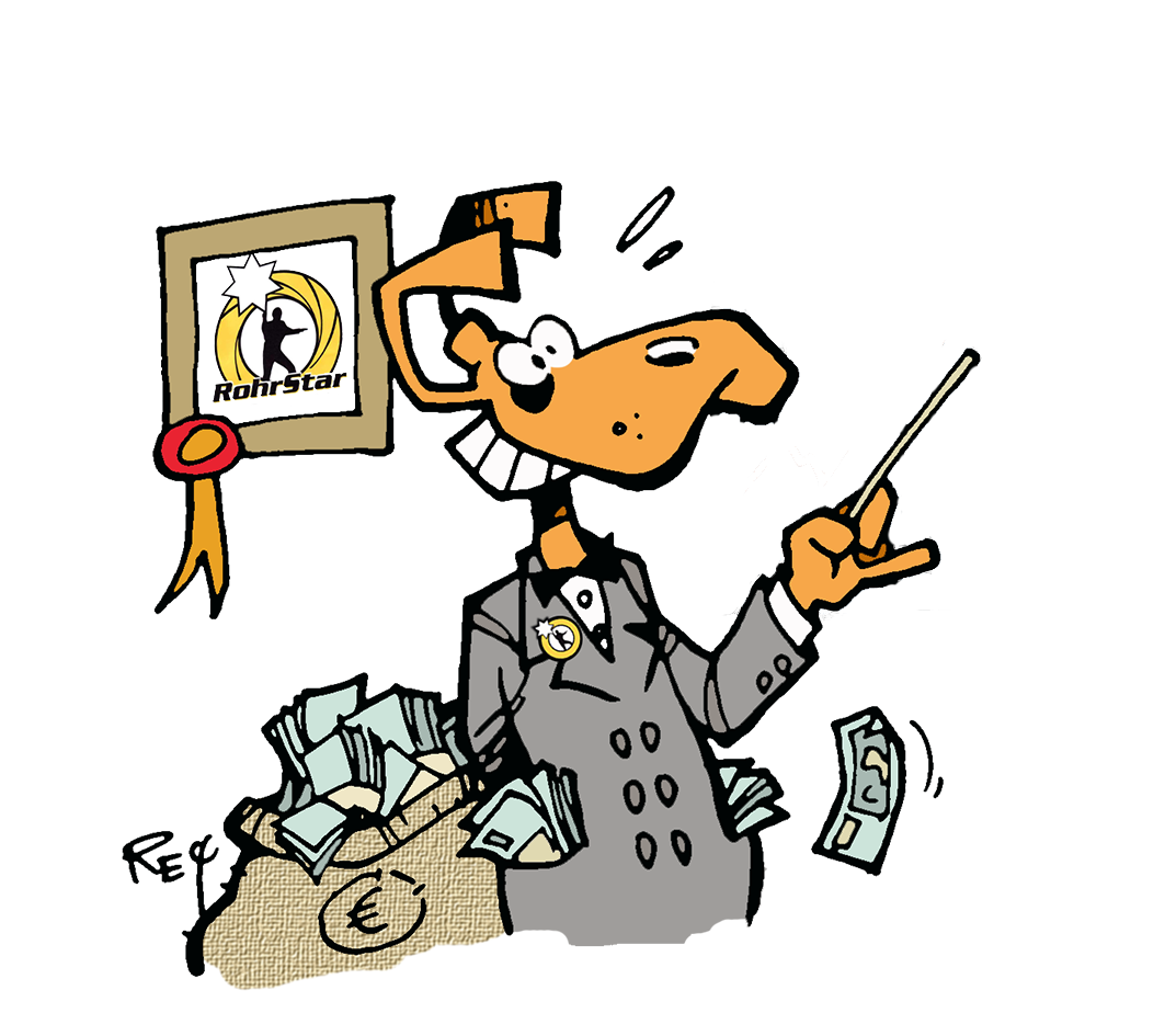 A cartoon drawing of a person earning a lot of money